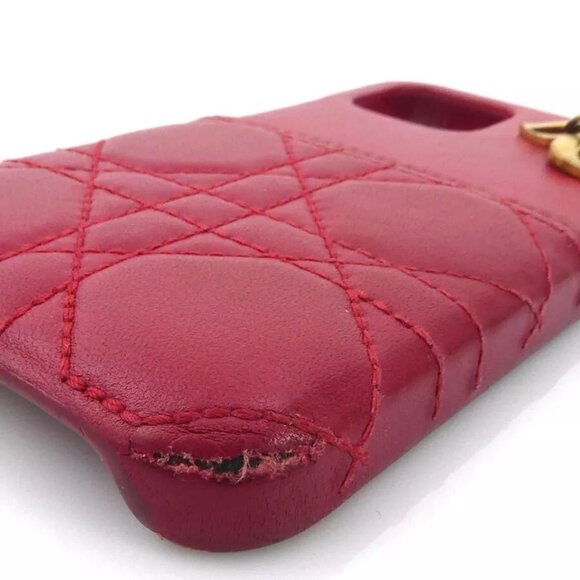 Auth Christian Dior Smartphone Case Cover Red Leather/Goldtone - 55881g - Picture 5 of 10